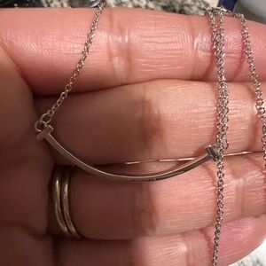 Minimal Curved Bar Necklace in Silver